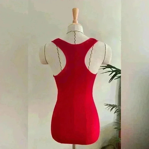 Scoop Stretch Ribbed Shaping Tank Top | Raceback Top | Size S | Bright Red - Picture 2 of 7